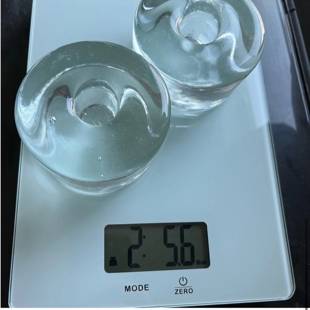 Glass Heavy Taper Candle Holders Puck Style